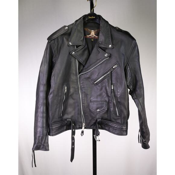 Vanguard Leather of America Black Leather Cowhide Motorcycle Jacket 40 Medium